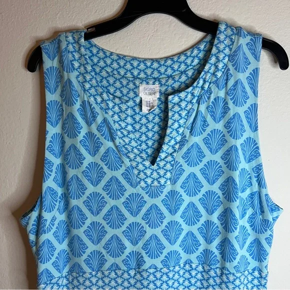 Sigrid Olsen Blue Patterned Dress XL - Picture 3 of 8